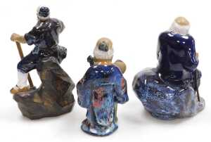 A group of 20thC Chinese Shiwan mudman figures, including fishermen, a deity with a child,... - 16