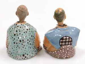 A pair of 20thC Japanese pottery nodding hakata dolls. - 3