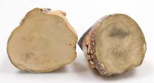 A pair of 20thC Japanese pottery nodding hakata dolls. - 5