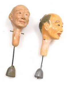 A pair of 20thC Japanese pottery nodding hakata dolls. - 6
