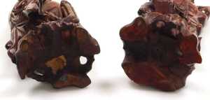 Two late 19thC Chinese hardwood figural carved table lamps, lacking fitments, both carved as... - 5