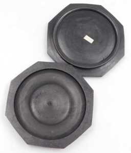 Three Oriental hardwood boxes and covers, moulded as fruit with mother-of-pearl inlay, two... - 12