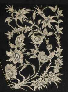 A 20thC Persian silver and copperwork picture, decorated in bas relief with birds and flowers,... - 2
