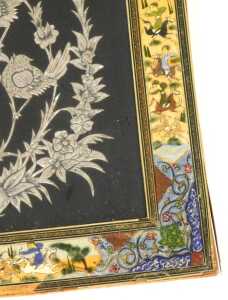 A 20thC Persian silver and copperwork picture, decorated in bas relief with birds and flowers,... - 5