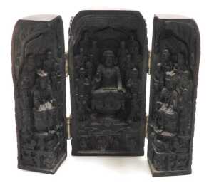 A Chinese Archaic style patinated bronze censer, 13cm wide, together with a cinebar lacquer... - 5
