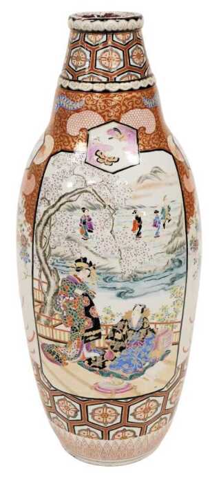 A Japanese Meiji period Imari vase, probably decorated by Hichozan Shimpo, of ovoid form,...