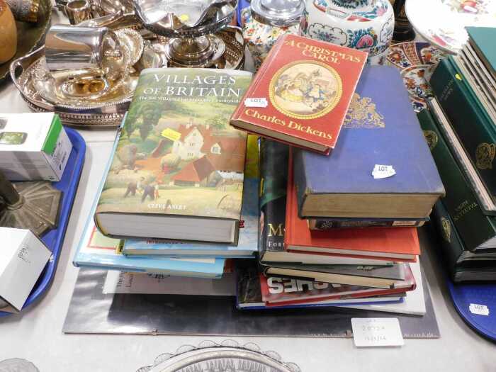 Books, to include A Christmas Carol by Charles Dickens, Villages of Britian, an autobiography of...