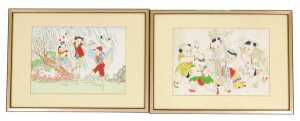 Chinese School (20thC). Children at play, watercolours, 22.5cm x 32cm. (2)