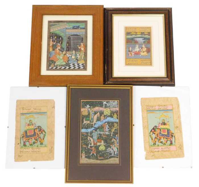 Indian School (19thC). Figures in interior scenes and courtyard settings, figures riding...