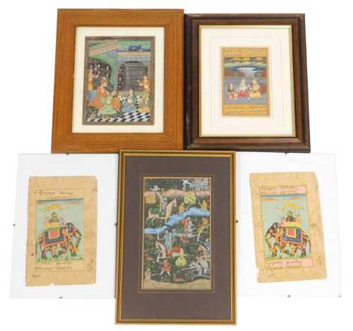 Indian School (19thC). Figures in interior scenes and courtyard settings, figures riding...