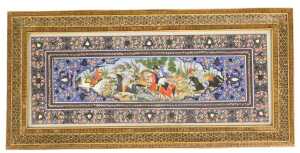 Persian School (early 20thC). A hunt in full flow, within a mihrab, and floral borders, in an...