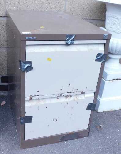 A Bisley two tone filing cabinet, with two drawers, 47cm wide. (AF)