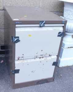 A Bisley two tone filing cabinet, with two drawers, 47cm wide. (AF)