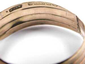 A 9ct rose gold and red stone set serpent ring, size U, 4.5g. - 3