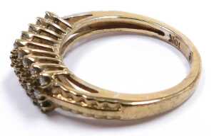 A diamond three row ring, set with eighteen brilliant cut diamonds in a high claw arched design,... - 2