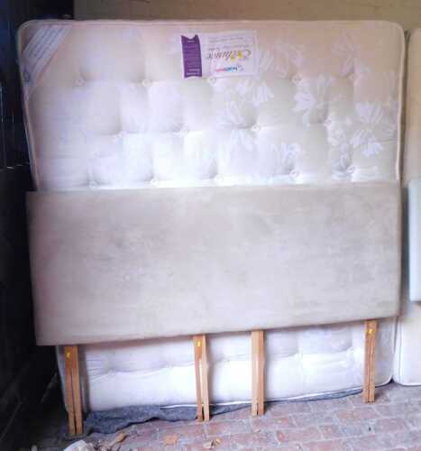 A super king bed, comprising a suedette upholstered headboard, a Health Bed Exclusive Pocketed...