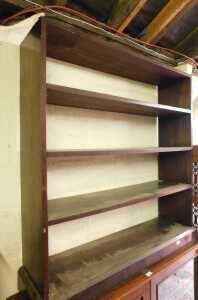An oak open bookcase, with four shelves, raised on a plinth base, 112cm high, 108cm wide, 32cm...