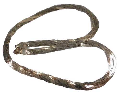 A 9ct gold snake twist neck chain, on a bolt ring clasp, 11.8g, 46cm long.
