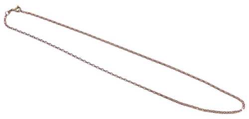 A 9ct rose gold belcher link neck chain, on a yellow metal bolt ring clasp, stamped 9k, 4.7g,...