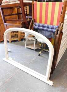 An overmantel mirror, 124cm wide, together with two deck chairs, each with striped fabric, and a...