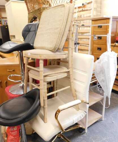 A group of furniture, to include a swivel office chair, further chairs, bar stools, etc. (A...