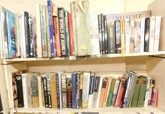 Books, predominantly non fiction, relating to world wars, Vietnam, etc. (2 shelves)
