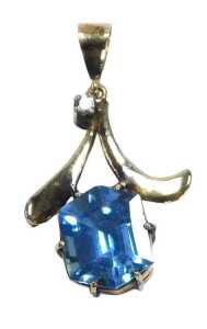 A topaz and diamond pendant, in a floral and bud design, in yellow metal, stamped 585, 2.0g.