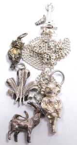 A silver curb link bracelet, on a heart shaped padlock clasp, 0.89oz, together with assorted... - 4
