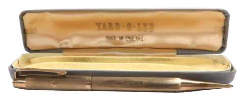 A Yard-O-Lead 9ct gold propelling pencil, cased, 27.9g all in.