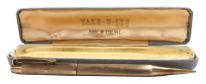 A Yard-O-Lead 9ct gold propelling pencil, cased, 27.9g all in.