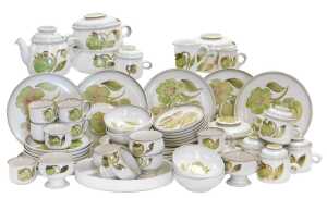 A Denby pottery Troubadour pattern dinner and tea service, including three vegetable tureens and...