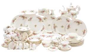 A Royal Albert porcelain Moss Rose pattern part dinner and tea service, including dinner,...
