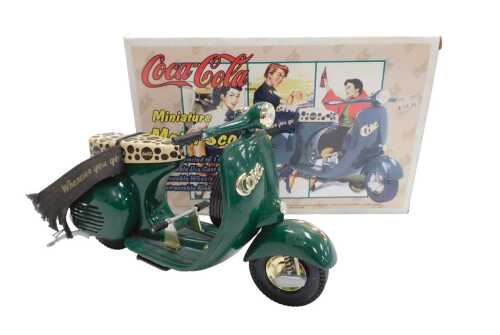 A Chinese diecast model of a Coca-Cola miniature motor scooter, 1:6 scale, with removable wheels...