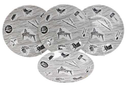 A set of four Ridgway pottery Homemaker pattern plates, printed marks, 23cm wide.