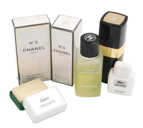 A bottle of Chanel No 5 Eau de Parfum 35ml, together with Eau de Toilette vaporising spray 50ml,...