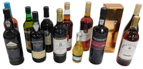 A group of wines and spirits, including a bottle of Chablis Premier Cru 2013, Bordeaux Blanc,...