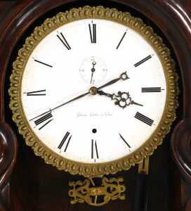 A late 19thC annual wind mahogany cased Vienna wall clock, by Johann W&ouml;rle, in Wien, circular... - 2