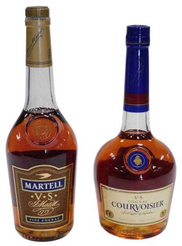 A bottle of Martell VS Fine Cognac 1715, 70cl, boxed, together with a bottle of Courvoisier VS...