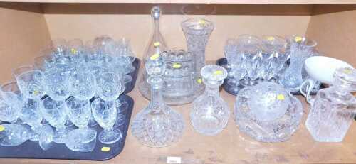Various glassware, to include jelly moulds, sherry glasses, decanters, a glass bowl, cognac...