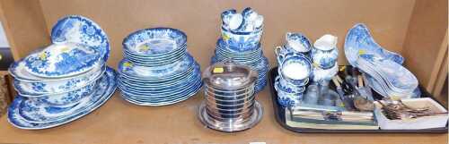 Blue and white pottery, to include Royal Worcester Avon Scenes Palissy dinnerware, together with...