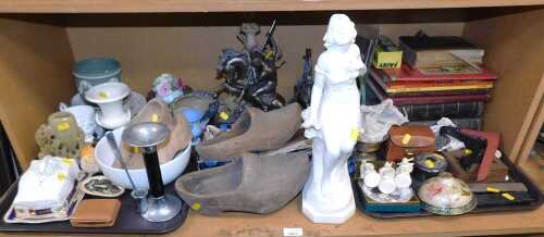 Ceramics and collectibles, to include a pottery sculpture of a lady in a dress, Wedgwood...