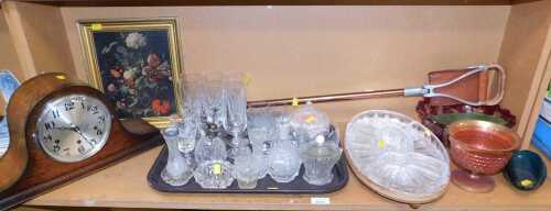 Collectibles and glassware, to include an oak cased Napoleon hat mantel clock, with Arabic...
