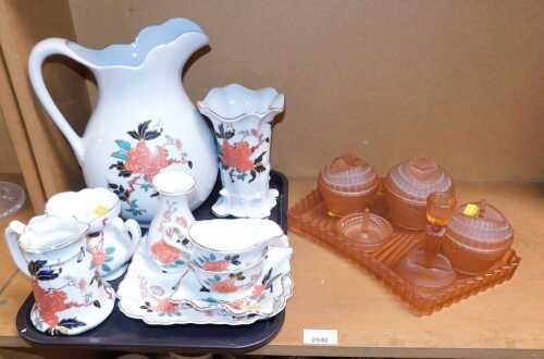 A James Kent Old Foley Eastern Glory pattern wash jug, vase, jugs, plates, etc., together with a...