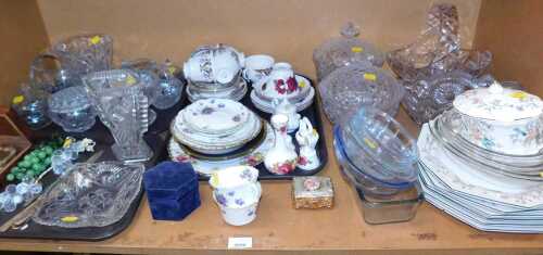 Ceramics, glass and collectibles, to include a Natural Sine brass ship's compass, in a wooden...