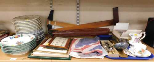 Ceramics and collectibles, to include a Union Jack flag, wooden parasol, a Hammersley Victorian...