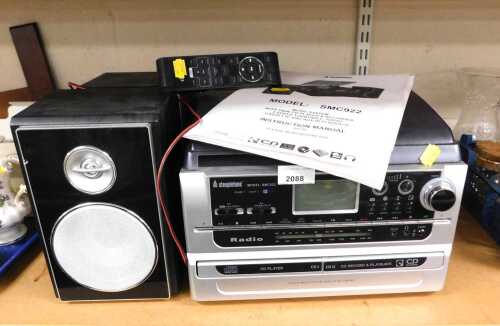 A Steepletone radio and CD player sound system, with speakers, model SMC922, together with...
