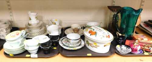 Part tea services, to include Royal Albert and Foley, together with a Royal Worcester Evesham...