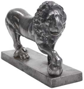 A late 19thC cast iron Medici Lion door porter, raised on a rectangular base, 16cm high, 23.5cm...