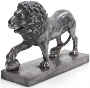 A late 19thC cast iron Medici Lion door porter, raised on a rectangular base, 16cm high, 23.5cm... - 2