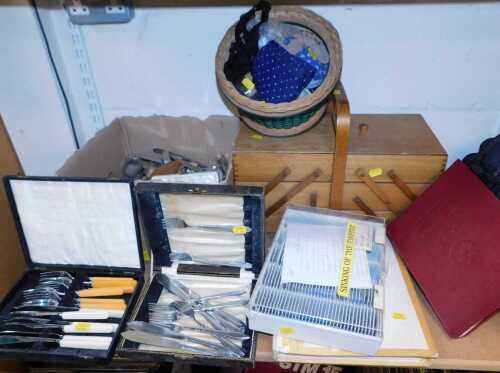 Flatware, to include a boxed Royal Crown Derby butter knife, fish knives and forks, together...